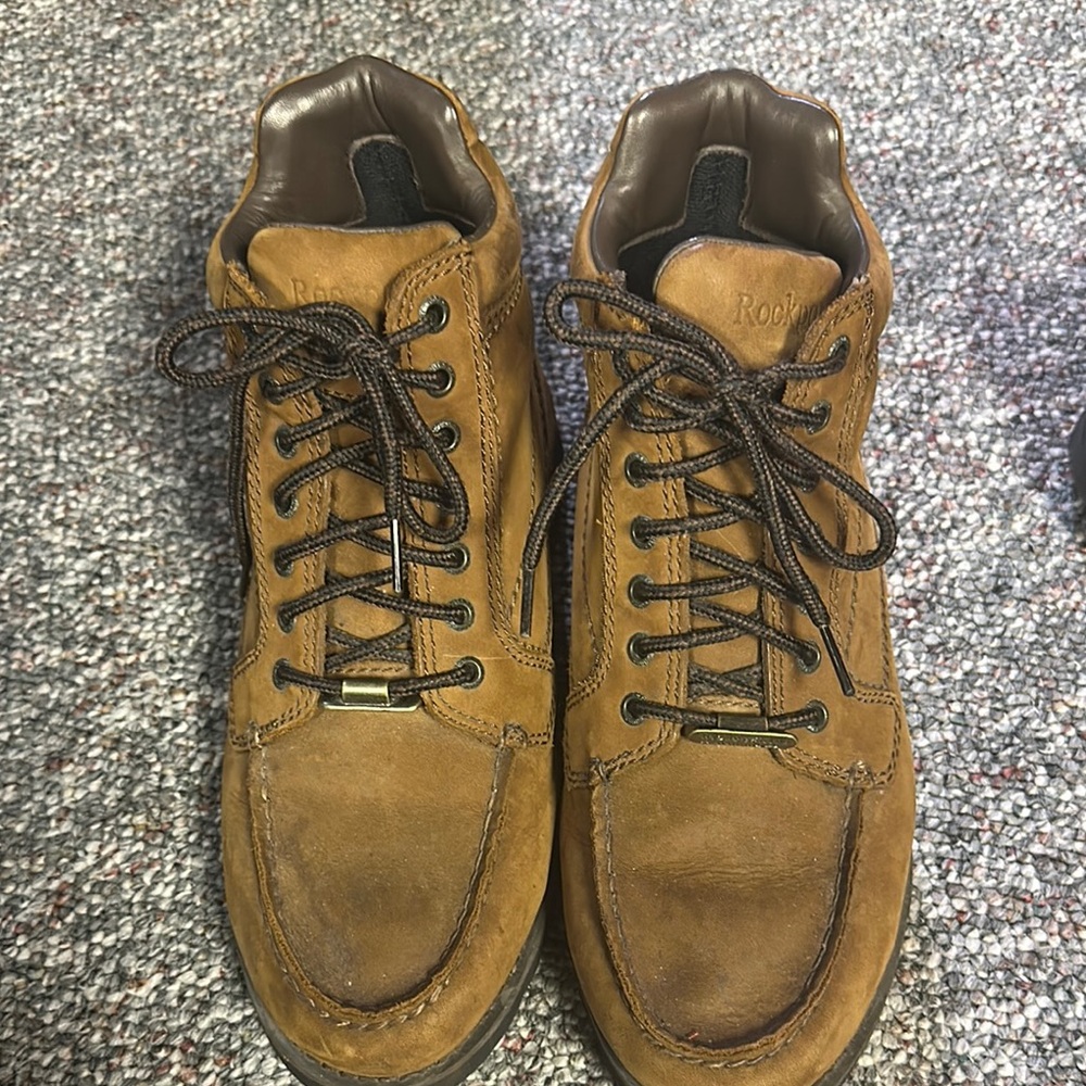 Rockport Brown Leather Boots Casual Rugged Design